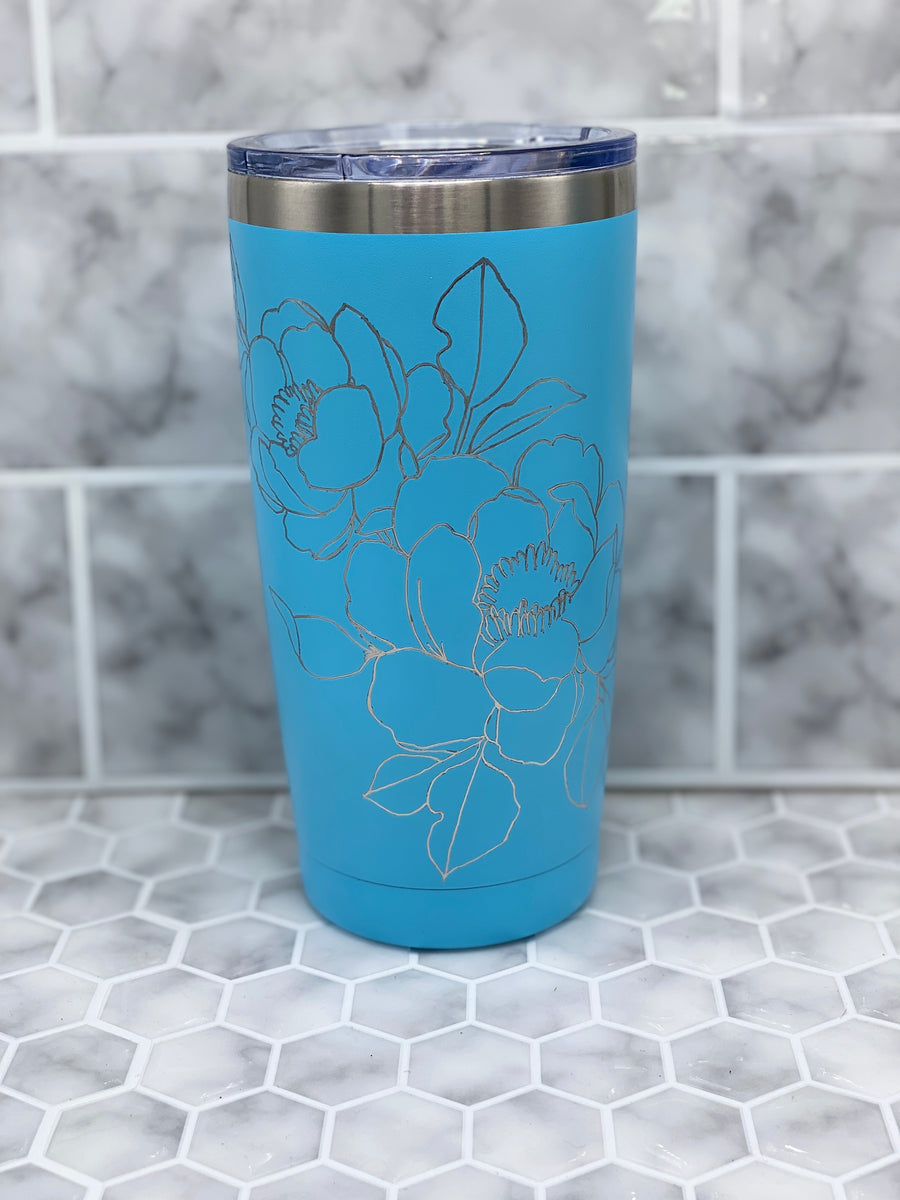 20 Ounce Pink Beverage Tumbler with Hand Engraved Magnolia Image – Fancy  Nancy Creations